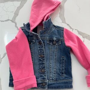 Tucker + Tate Pink and Blue Jean Jacket with Hoodie